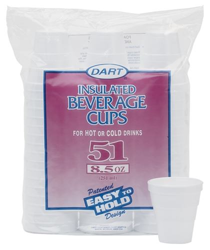 Dart 951HW Beverage Cup, 8 oz, Foam, Pack of 24