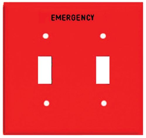 Eaton Wiring Devices PJ2EMRD Emergency Wallplate, 4-7/8 in L, 4.94 in W, 2 -Gang, Polycarbonate, Red, High-Gloss