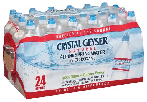 Crystal Geyser 24772-1 Alpine Spring Water, 25.3 fl-oz Bottle, Pack of 24