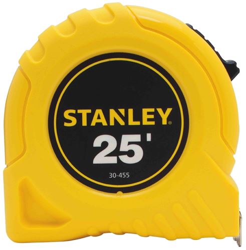 Stanley 30-455 Measuring Tape, 25 ft L Blade, 1 in W Blade, Steel Blade, ABS Case, Yellow Case