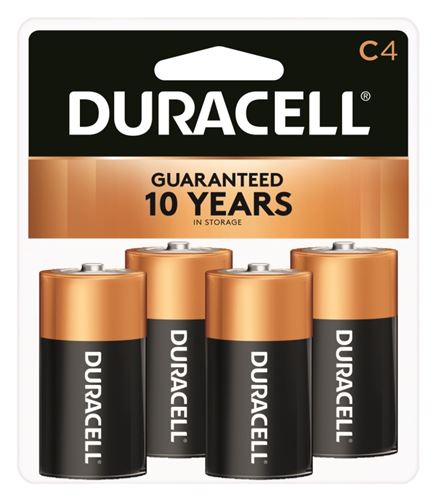 Duracell MN1400R4ZX Battery, 1.5 V Battery, 7 Ah, C Battery, Alkaline, Manganese Dioxide, Rechargeable: No