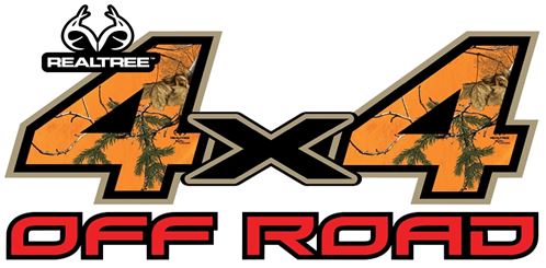 Realtree RT-4X4-XTBLZ Decal, 4X4 OFF ROAD in Realtree Xtra Blaze Camo, Vinyl Adhesive, Pack of 6