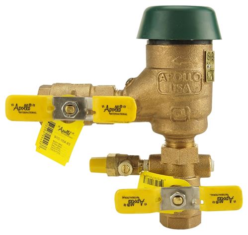 Apollo Valves 4A904A2F Pressure Vacuum Breaker, 3/4 in Connection, 150 psi Max Pressure, Brass