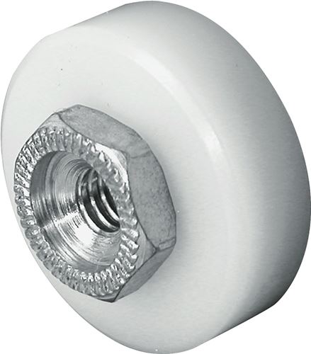 Prime-Line B 629 Door Roller, 1/4 in ID x 3/4 in OD Dia Roller, 1/4 in W Roller, Nylon, White, 2-Roller