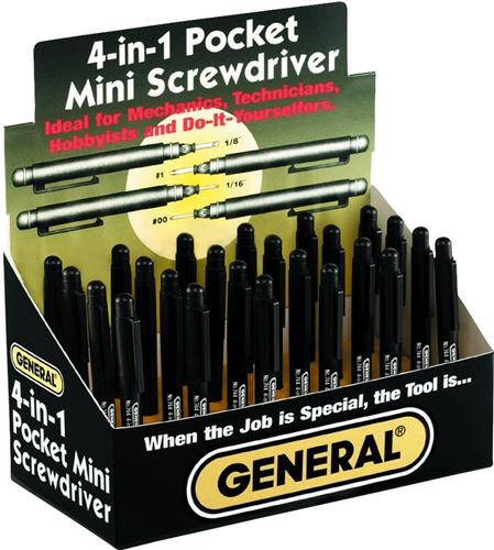 General 744DB Mini Pocket Screwdriver, Pack of 24