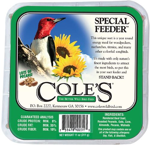 Cole's Special Feeder SFSU Suet Cake, 11 oz, Pack of 12