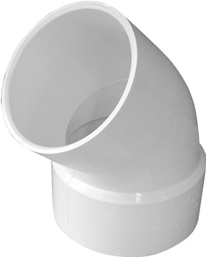 Canplas 414194BC Street Pipe Elbow, 4 in, Spigot x Hub, 45 deg Angle, PVC, White