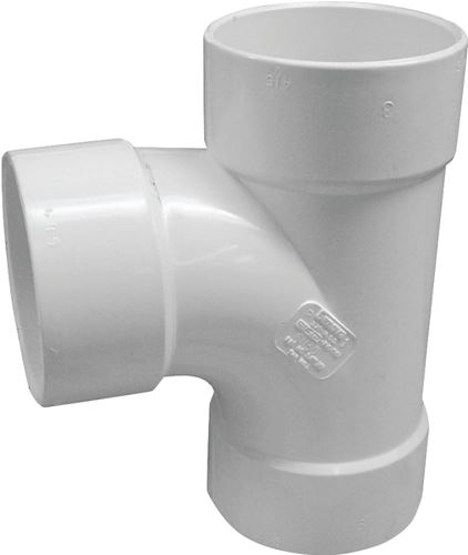 Canplas 414124BC Sanitary Pipe Tee, 4 in, Hub, PVC, White