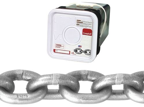 Campbell 0184416 High-Test Chain, 1/4 in, 100 ft L, 2600 lb Working Load, 43 Grade, Carbon Steel, Bright