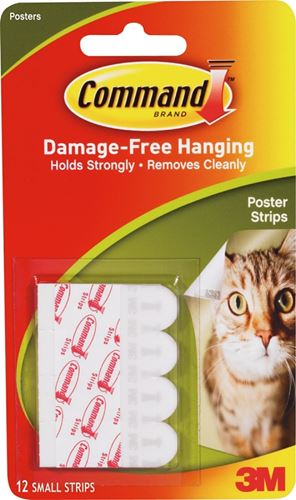 Command 17024 Poster Strip, 5/8 in W, 13/16 in L, Clear, Pack of 6