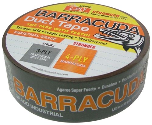 Blue Dolphin TP DUCT BARA ORG Duct Tape, 50 yd L, 1.88 in W, Black/Orange