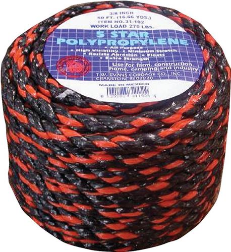 T.W. Evans Cordage 31-122 Truck Rope, 3/8 in Dia, 100 ft L, 270 lb Working Load, Polypropylene