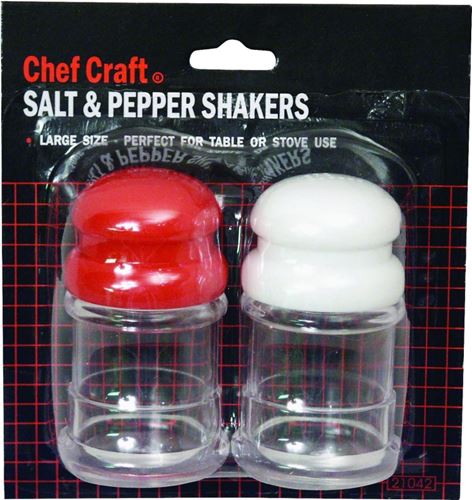 Chef Craft 21042 Salt and Pepper Shaker, Plastic, Clear/Red/White