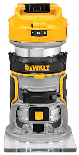 DeWALT DCW600B Router, 20 V, 5 Ah, 25,500 rpm Load, Includes: Fixed Base, Instruction Manual, Router Motor, Wrench