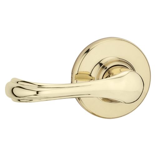 Kwikset 200DNL 3CP Passage Lever, Non-Locking Lock, Polished Brass, Zinc, Residential, Reversible Hand, 3 Grade
