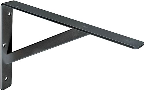 Knape & Vogt 208BLK400 Shelf L-Bracket, 16 in L, Steel