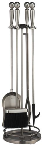 Simple Spaces VPD51443AS3L Fireplace Tool Set, Antique Silver, 5-Piece