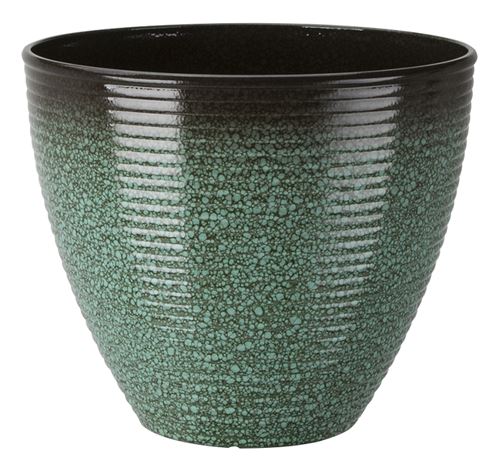 Landscapers Select PT-S007-B Planter, 14-3/4 in Dia, 12-1/2 in H, Round, High-Density Resin, Textured Green Wave, Pack of 6