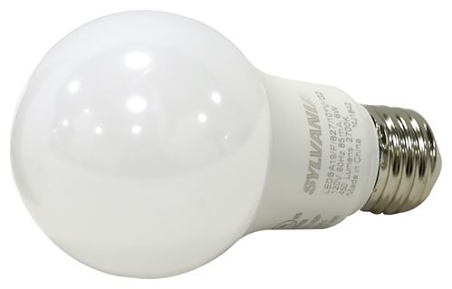 Sylvania 74077 LED Bulb, General Purpose, A19 Lamp, 40 W Equivalent, E26 Lamp Base, Frosted, Warm White Light