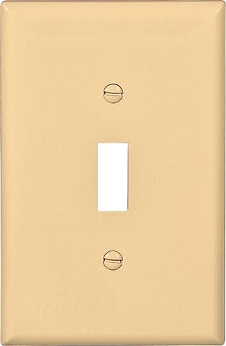 Eaton Wiring Devices PJ1V Wallplate, 4-7/8 in L, 3-1/8 in W, 1 -Gang, Polycarbonate, Ivory, High-Gloss, Pack of 25