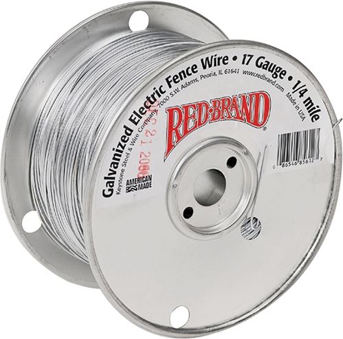 Red Brand 85612 Electric Fence Wire, 17 ga Wire, Steel Conductor, 1/4 mile L