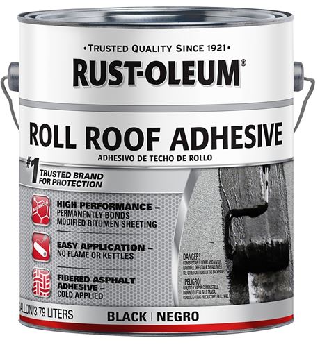 Rust-Oleum 347428 Roll Roofing Adhesive, Black, Liquid, 0.9 gal