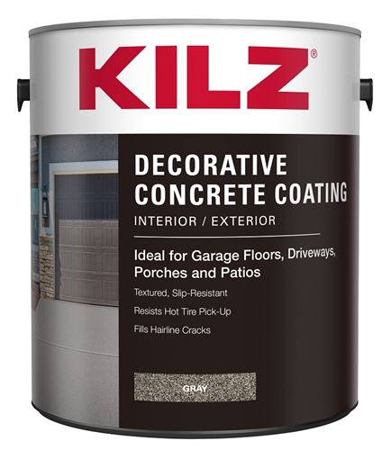 Kilz L378711 Decorative Concrete Coating, Gloss, Gray, 1 gal, Pack of 4