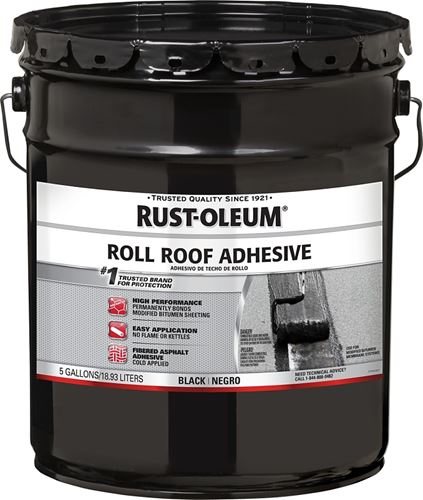 Rust-Oleum 347432 Roll Roofing Adhesive, Black, Liquid, 4.75 gal