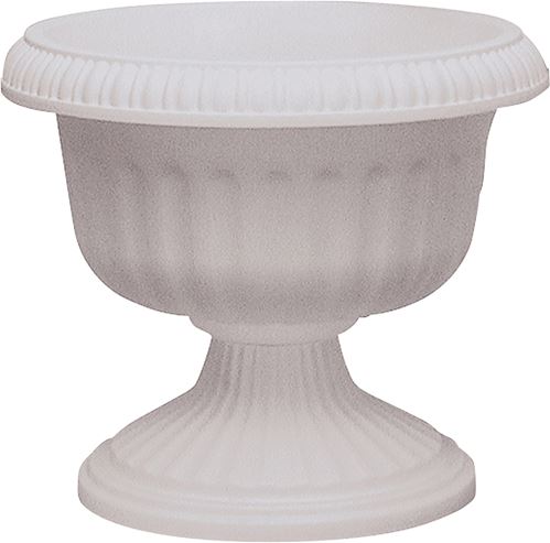 Southern Patio UR1212WH Urn Planter, 10-1/2 in H, 11.88 in W, 11.88 in D, Plastic, White