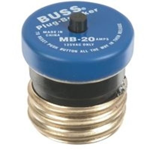 Bussmann VPKMB-20 Plug Fuse, 20 A, 125 V, 10 kA Interrupt, Plastic Body, Manual Reset Fuse