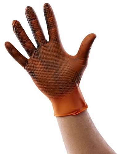 Venom Steel Maximum Grip Series VEN6085 Industrial Gloves, One-Size, Nitrile, Powder-Free, Hi-Vis Orange, 9-1/2 in L