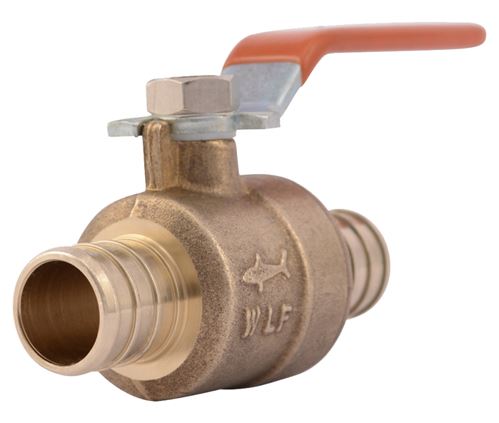 SharkBite 22462LFA Ball Valve, 3/4 in Connection, Barb x Barb, 200 psi Pressure, DZR Brass Body