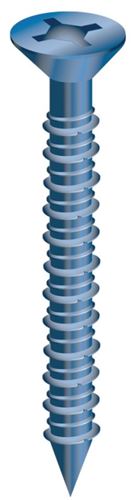 Cobra Anchors 630W Screw, 1/4 in Thread, 1-1/4 in L, Flat Head, Phillips, Robertson Drive, Steel, Fluorocarbon-Coated, 10/PK