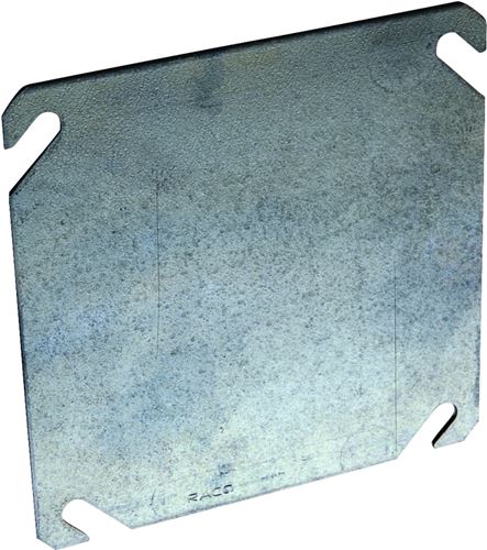 Raco 8752 Box Cover, 0.063 in L, 4.06 in W, Square, 2-Gang, Steel, Gray, Pre-Galvanized