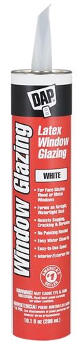 DAP 12108 Latex Window Glazing, Paste, Slight, White, 10.1 fl-oz Cartridge