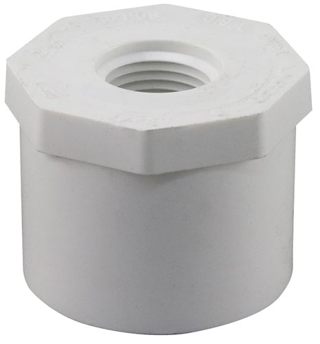 IPEX 435729 Reducing Bushing, 1-1/2 x 1/2 in, Spigot x FPT, White, SCH 40 Schedule, 150 psi Pressure