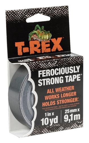 T-Rex 241330 Duct Tape, 10 yd L, 1 in W, Polyethylene-Coated Cloth Backing, Gunmetal Gray