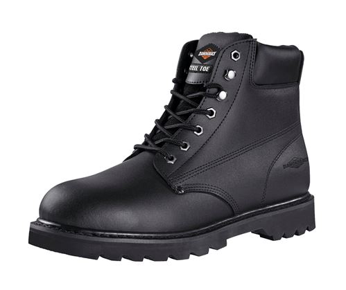 Diamondback Work Boots, 11, Medium W, Black, Leather Upper, Lace-Up, Steel Toe, With Lining