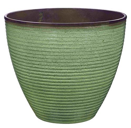 Landscapers Select PT-S006 Wave Planter, 15 in Dia, 12-1/2 in H, Round, Resin, Green, Green Wave, Pack of 6