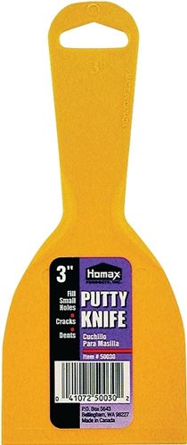 Homax 40-00030 Putty Knife, 3 in W Blade, Polystyrene Blade, Polystyrene Handle