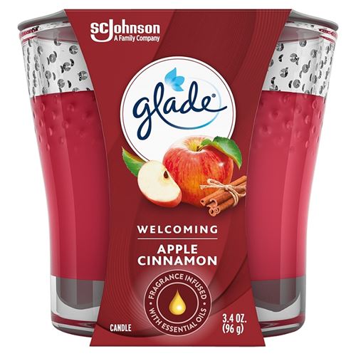 Glade 76947 Air Freshener Candle, 3.4 oz Jar, Apple Cinnamon, Red, Pack of 6