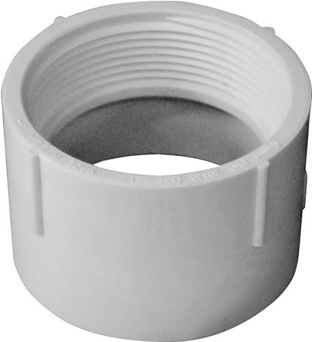 Canplas 192892 Pipe Adapter, 2 in, FNPT x Hub, PVC, White