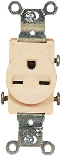 Eaton Wiring Devices 816V-BOX Single Receptacle, 2 -Pole, 250 V, 15 A, Side Wiring, NEMA: NEMA 6-15R, Ivory