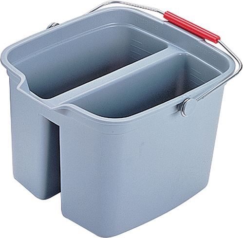 Rubbermaid 261700GRAY Double Bucket, 17 qt Capacity, Rectangular, Plastic Wringer, Gray, Pack of 6