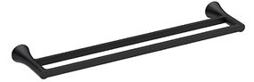 Moen Mikah Series Y0722BL Double Towel Bar, 24 in L Rod, Zinc, Matte Black, Wall Mounting