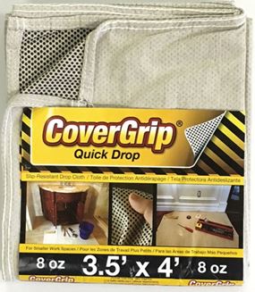 CoverGrip 35408 Drop Cloth, 4 ft L, 3-1/2 ft W, Rubber