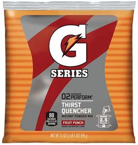 Gatorade 33691 Thirst Quencher Instant Powder Sports Drink Mix, Powder, Fruit Punch Flavor, 21 oz Pack, Pack of 32