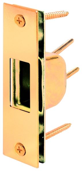 Defender Security U 9539 Deadbolt Strike Plate, 4-7/8 in L, 1-1/4 in W, Steel, Brass