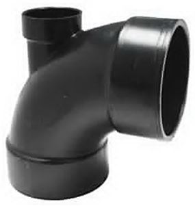 Canplas 102249BC Pipe Elbow, 4 x 2 in, Hub, 90 deg Angle, ABS, Black