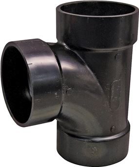 Canplas 102153LBC Sanitary Pipe Tee, 3 in, Hub, ABS, Black